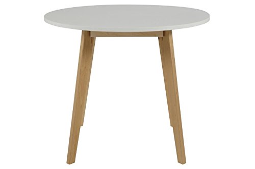 Esstisch Rund Ø 90 x 75,5 cm Weiß Retro Stil Tisch ...