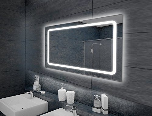 LED-Spiegel, Beleuchteter Badspiegel in verschiedenen Ausführungen 80x60 cm bis 120x70 cm (100 x 65 cm)