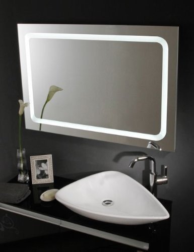 KROLLMANN Badezimmer-Spiegel 65 x 100 cm beleuchtet durch LED-Lichtfelder fürs Bad [Energieklasse A+]