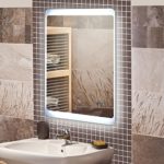 KROLLMANN Badspiegel mit LED Beleuchtung / Badezimmer Spiegel beleuchtet mit Touch Sensor und Digitaluhr, 50 x 70 cm