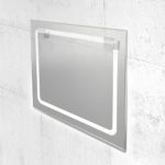 KROLLMANN Badspiegel mit LED Beleuchtung integriertem Touch Sensor, Satinierte Lichtflächen, Wandspiegel 120x50cm