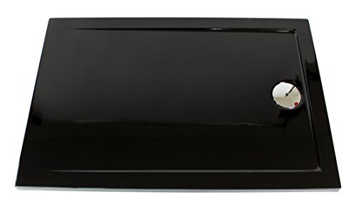 Art-of-Baan® - Extra flache Duschtasse, Duschwanne aus Acryl glatt schwarz Hochglanz; 100x80x3,5cm inkl. Ablaufgarnitur