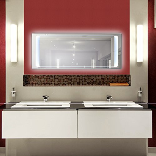 KROLLMANN Badspiegel mit LED-Beleuchtung und Touch Sensor, 120 x 50 cm, 220-240V, Kristall Spiegel mit Tageslicht Badezimmerspiegel