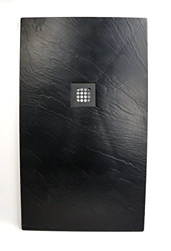 Art-of-Baan® - Extra flache Duschtasse, Duschwanne aus Acryl, Antirutsch (ABS) Oberfläche Schwarz; 120x70x3,5cm inkl. Ablaufgarnitur