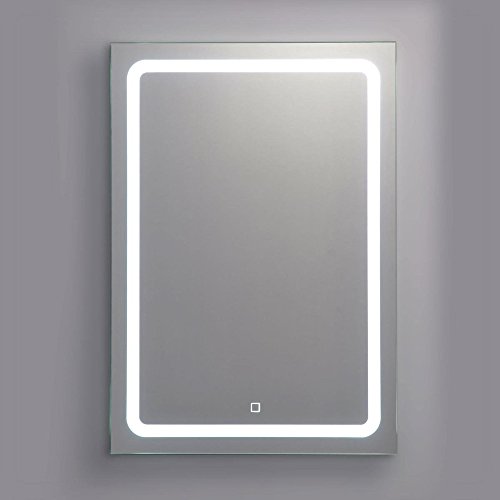 KROLLMANN Badspiegel mit satinierten Lichtflächen, LED-Beleuchtung und Touch-Sensor, 50x70cm [Energieklasse A+]