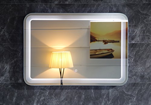 Design LED-Beleuchtung Badspiegel GS086 Lichtspiegel Wandspiegel mit Touch-Schalter Tageslichtweiß IP44