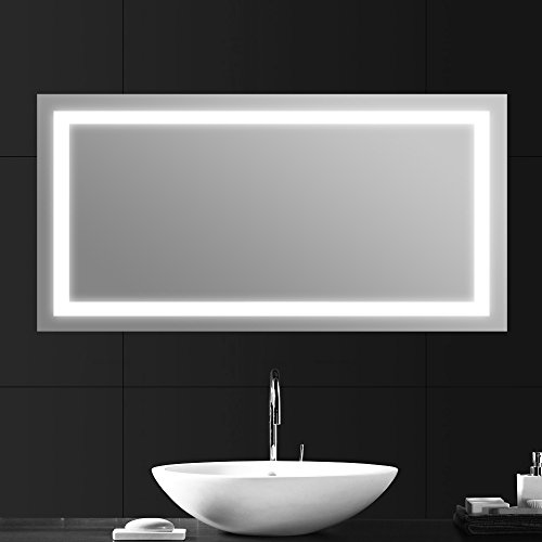 LEBRIGHT LED Badezimmerspiegel mit Schalter, silberner Spiegel mit Touch-Taste