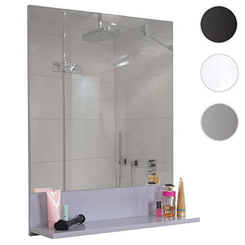 Wandspiegel mit Ablage HWC-B19, Badspiegel Badezimmer, hochglanz 75x60cm