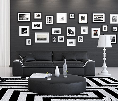 SAM® Design Wohnzimmer Sofa Arica in schwarz mit weißem Akzent ca. 200 cm breit 2-Sitzer designed by Ricardo Paolo® pflegeleichte Oberfläche angenehmer Sitzkomfort zwei Kissen inklusive