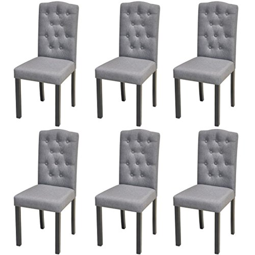 Festnight 6 Stücke Esszimmerstühle Essstuhl Küchenstuhl Stuhl Sitzgruppe Stoffbezug mit 50cm Rückenlehne Dunkelgrau