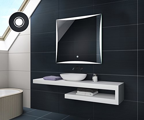Design Badspiegel mit LED Beleuchtung Badezimmerspiegel von Artforma | Quadratisch Wandspiegel mit Touch Schalter
