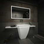 Design Badspiegel mit LED Beleuchtung Wandspiegel Badezimmerspiegel mit Touch Schalter und Vergrößerungsspiegel