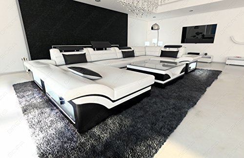 Luxus Wohnlandschaft Enzo U-Form Designer Couch mit LED ...