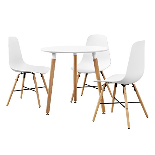 en.casa Esstisch (rund - ø80cm) mit 3 Design-Stühlen ...