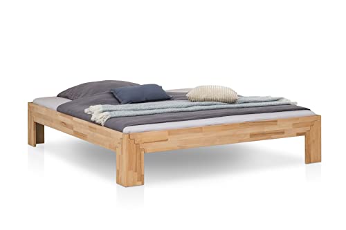 Massivholz-Bett Selina 200 x 200 cm aus Kernbuche, Holzbett, als Doppel- und Jugend-Bett verwendbar, inkl. Stecksystem , 1 Bett á 200 x 200 cm